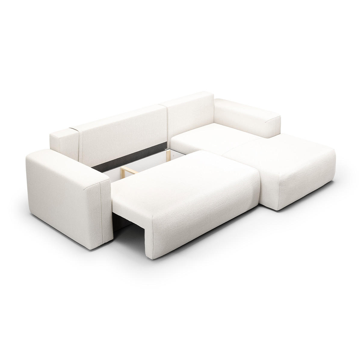 ECKSOFA Bliss 3 Sitzplätze Gebrochenes Weiß - Weiß, Holz (268/163cm) - Petits-meubles