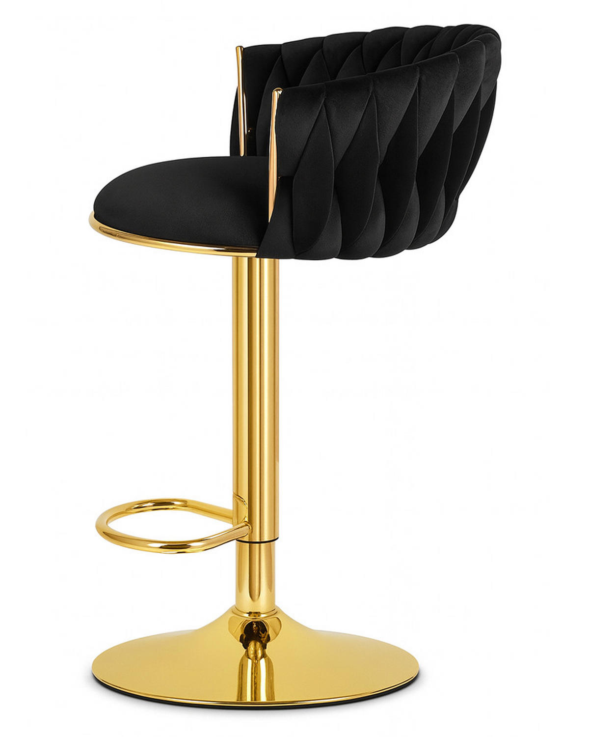BARHOCKER 2-er Set MIG schwarzer Sitz, Goldbasis - Schwarz, Textil (51/105/50cm) - Valora