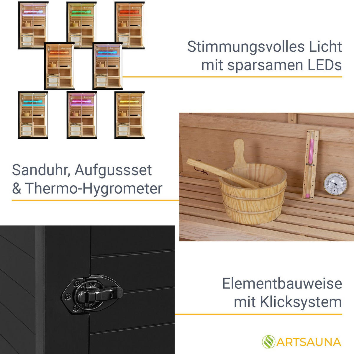 SAUNA Vantaa 120 x 120 cm mit 3,5 kW Saunaofen - Naturfarben, Holz (120/190/120cm) - Artsauna