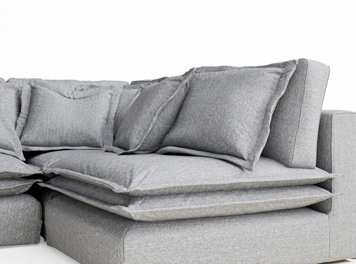 ECKSOFA Amalfi Grau Webstoff - Schwarz/Grau, Holz/Holzwerkstoff (238/222cm) - Maison de Reve
