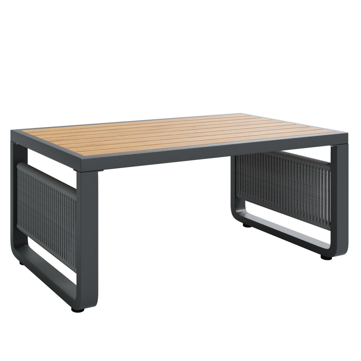 GARTENLOUNGE-SET 185/185/66,5 cm mit verstellbaren Füßen, Seilgeflecht und Polstern, Grau - Grau, Metall - Redom