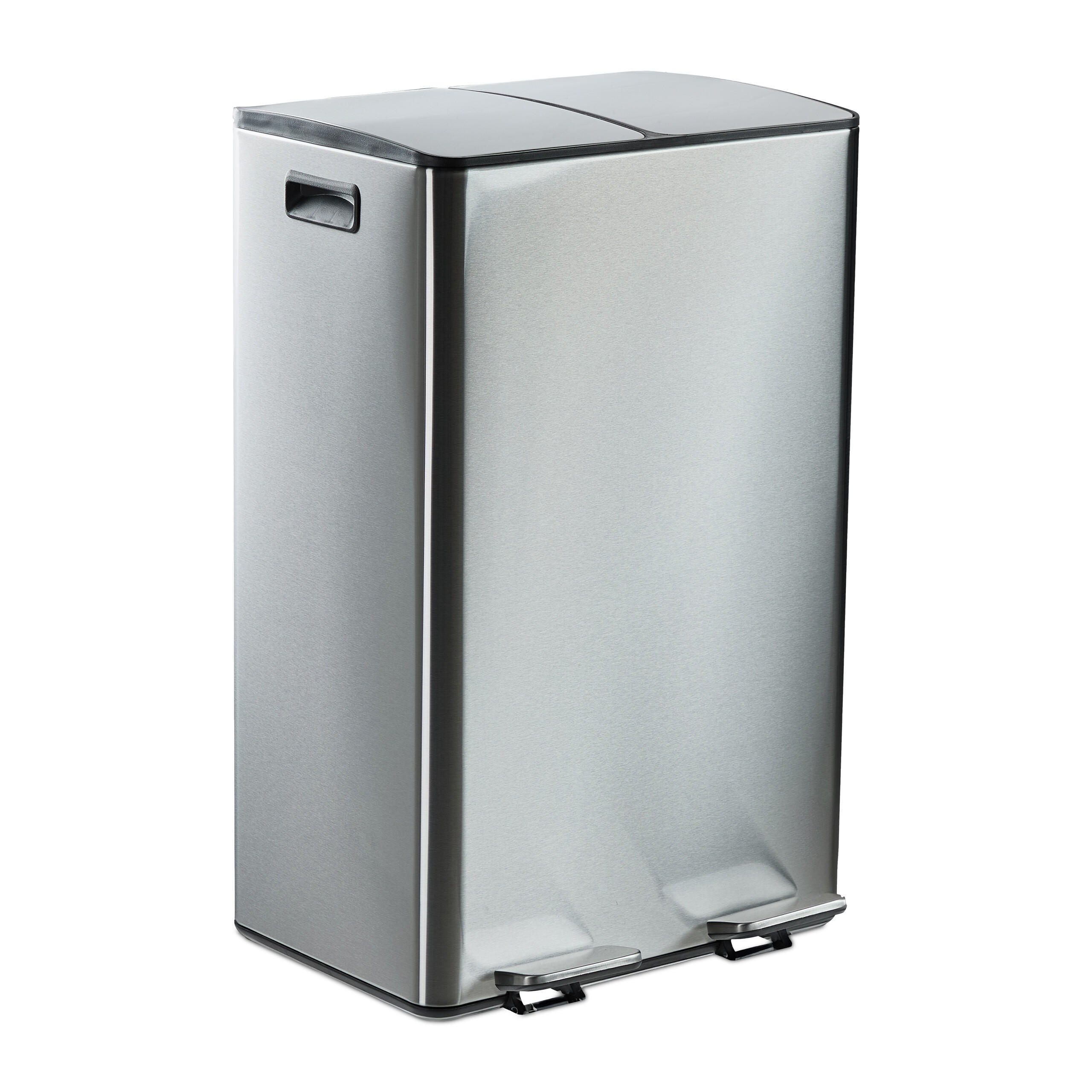 Relaxdays KOŠ Stříbrný 2x30 l nerez Softclose pedál