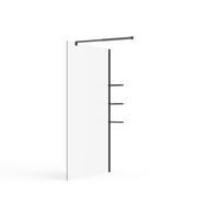 DUSCHTRENNWAND für begehbare Duschen mit Ablagen - Schwarz matt - Glas 6 mm - 120 x 200 cm - DAREN - Schwarz, Metall (120/200cm) - Vente-Unique