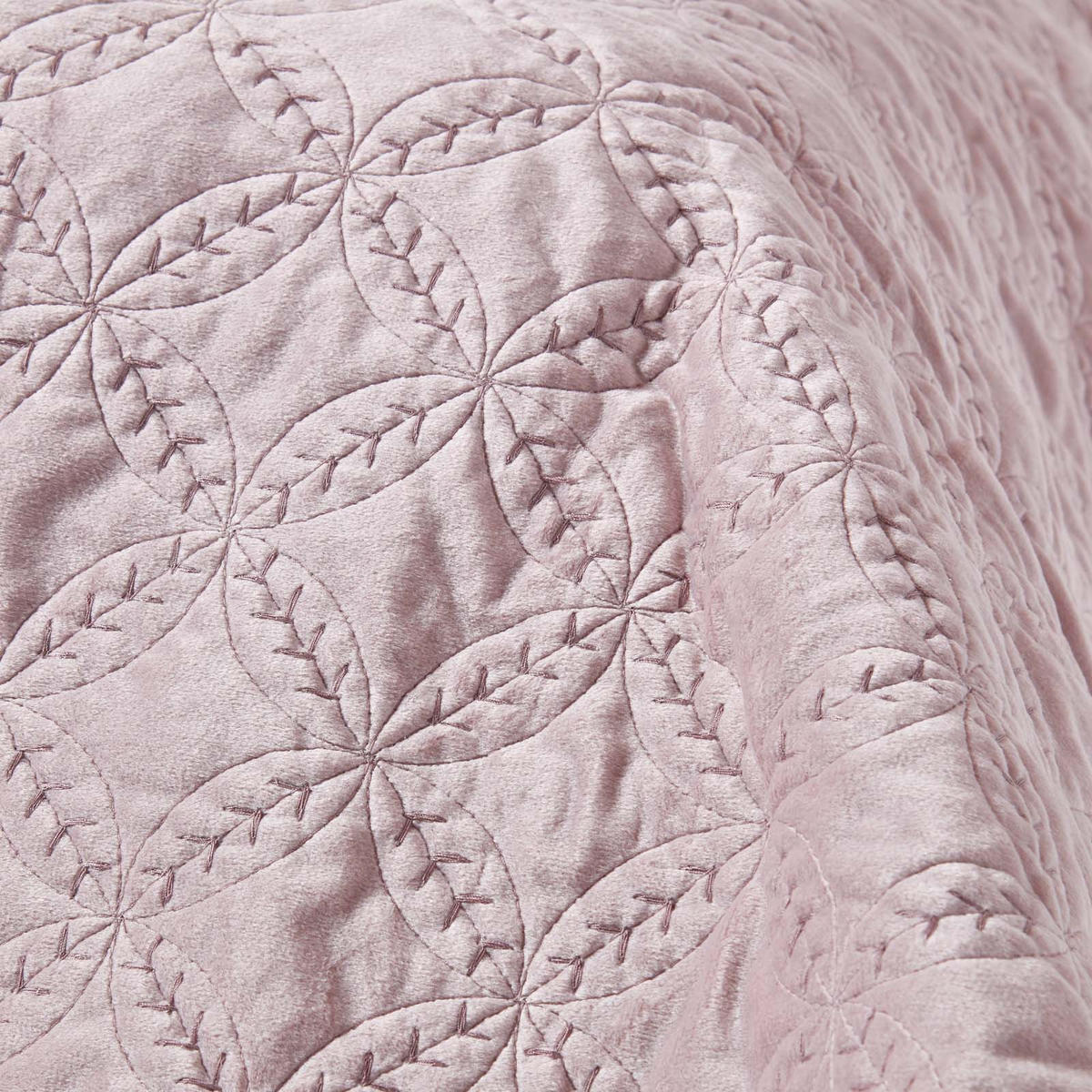TAGESDECKE Samt 200/200 cm, geometrisch gemustert - Altrosa, Textil (200/200cm) - Homescapes