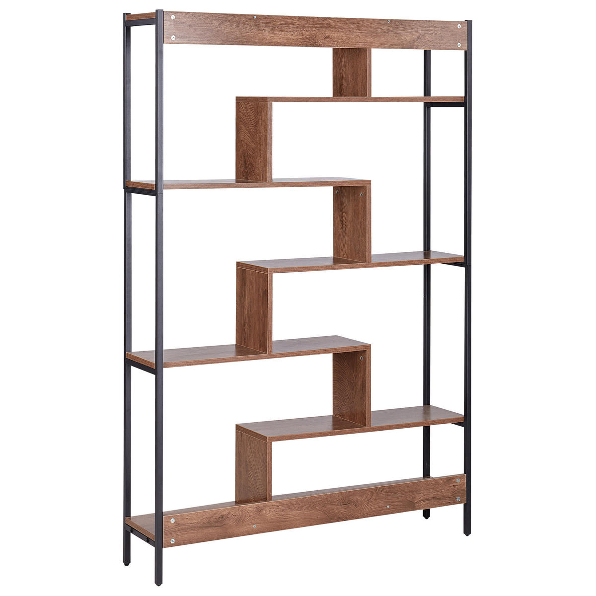 REGÁL s 6 policemi 180 cm Hnědý Daven - hnědá, kompozitní dřevo (120/180/27cm) - Beliani