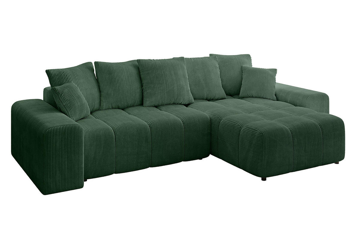 ECKSOFA Ottomane rechts ENIL-L 297x189x68 Grün Cord - Grün, Holzwerkstoff/Kunststoff (189/297cm) - ALTDECOR