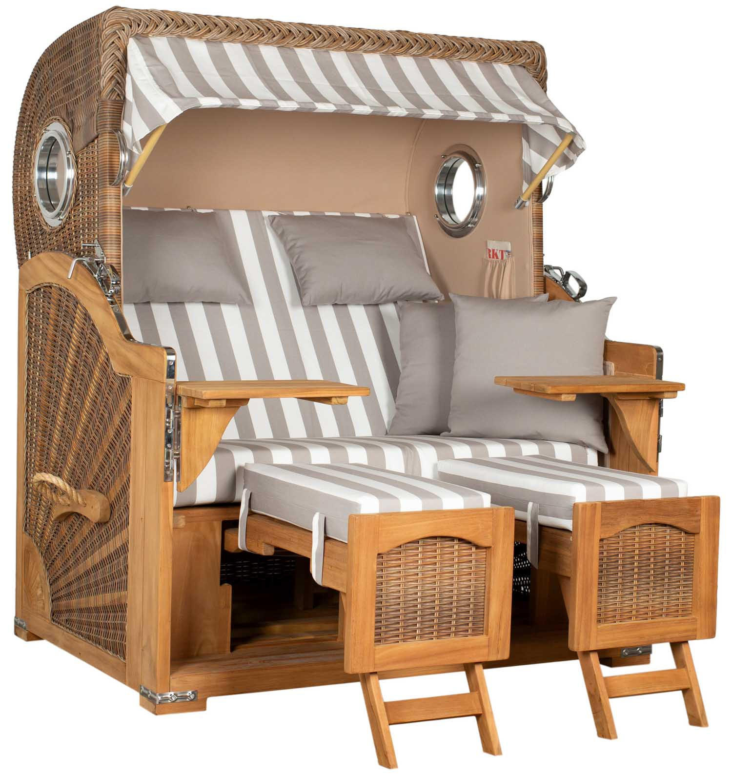 STRANDKORB XXL Düne Grande Teak Banana - Braun/Grau, Metall (142/170/95cm) - Mr. Deko