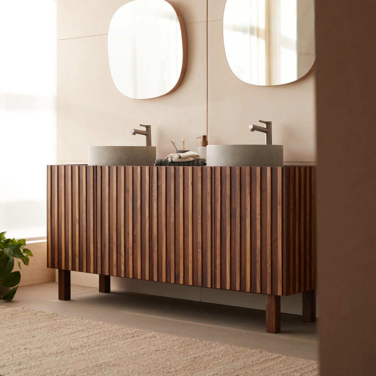 BADEZIMMERMÖBEL Milo Dunkelbraun aus Mango - Dunkelbraun, Holz (164/79/48cm) - Tikamoon