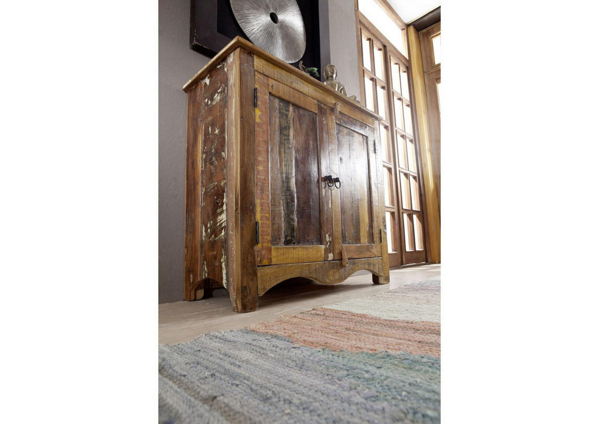 KOMMODE Altholz 90x40x85 mehrfarbig lackiert NATURE OF SPIRIT #19 - Multicolor, Holz (90/85/40cm) - Massivmoebel24