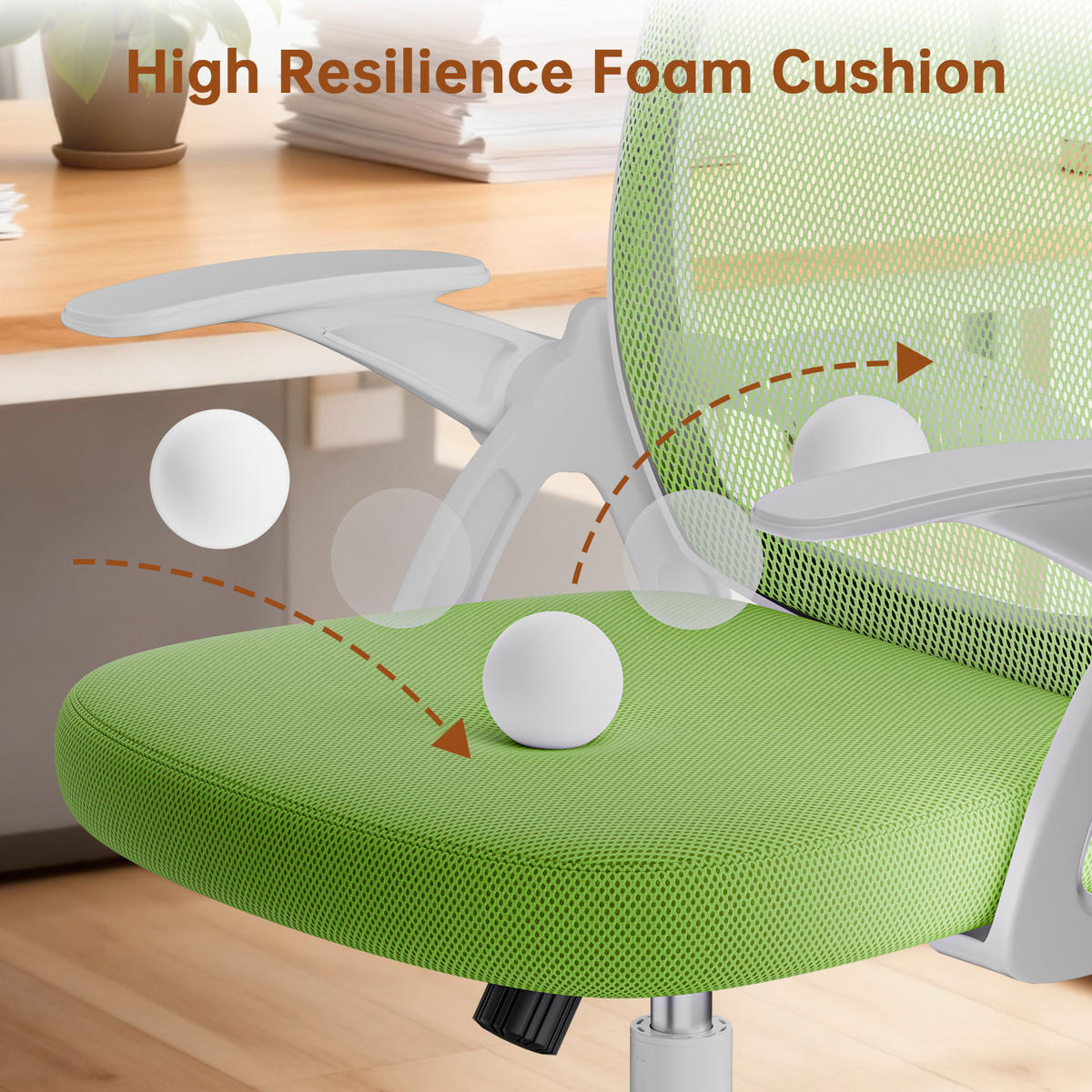 BÜROSTUHL Weiß-Bright Green ergonomisch mit Mesh Rückenlehne - Hellgrün, Metall (25/53/56cm) - Rattrix