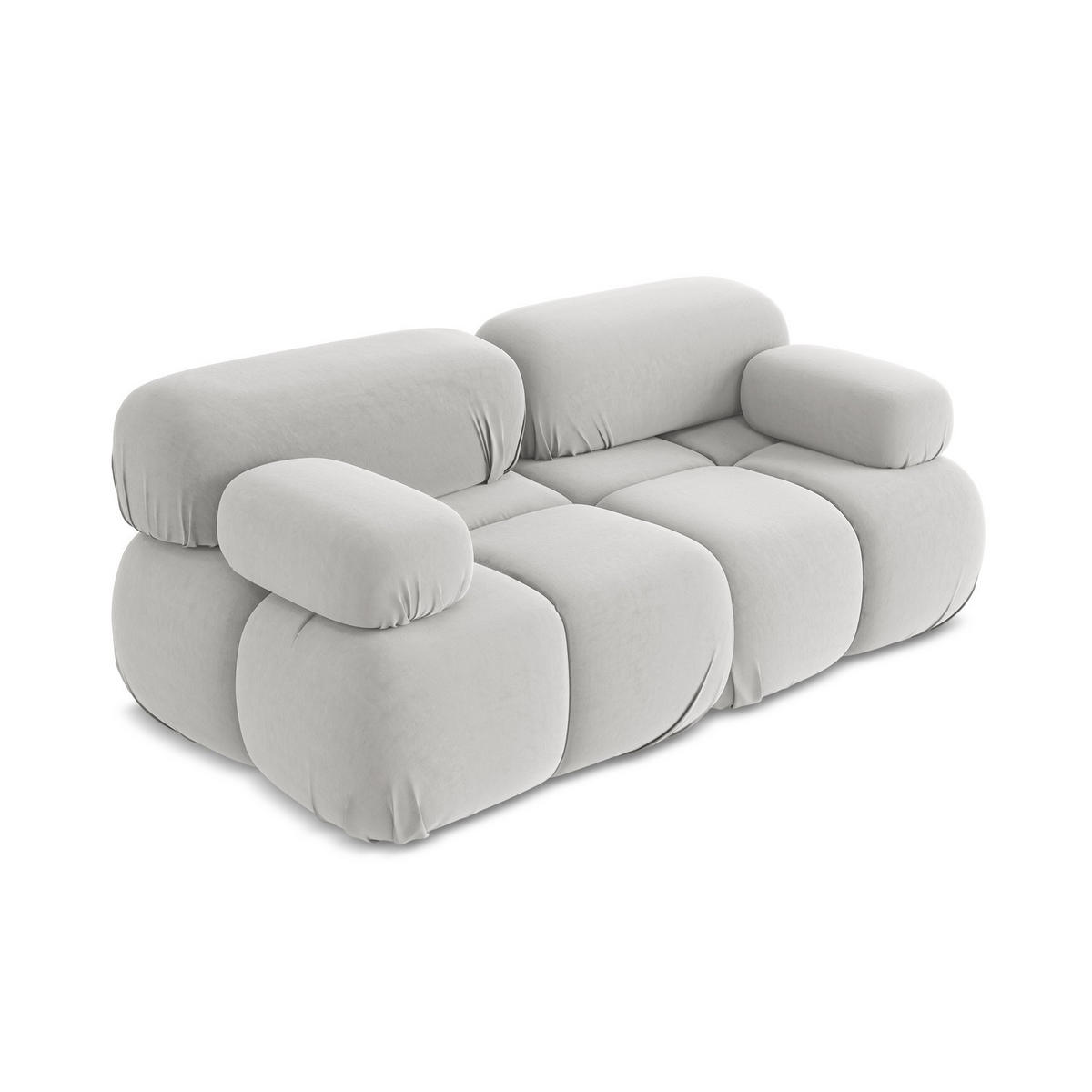 2-SITZER-SOFA Samt Stoff Grau - Silberfarben/Schwarz, Kunststoff/Textil (190/70/96cm) - LaMiaSofa
