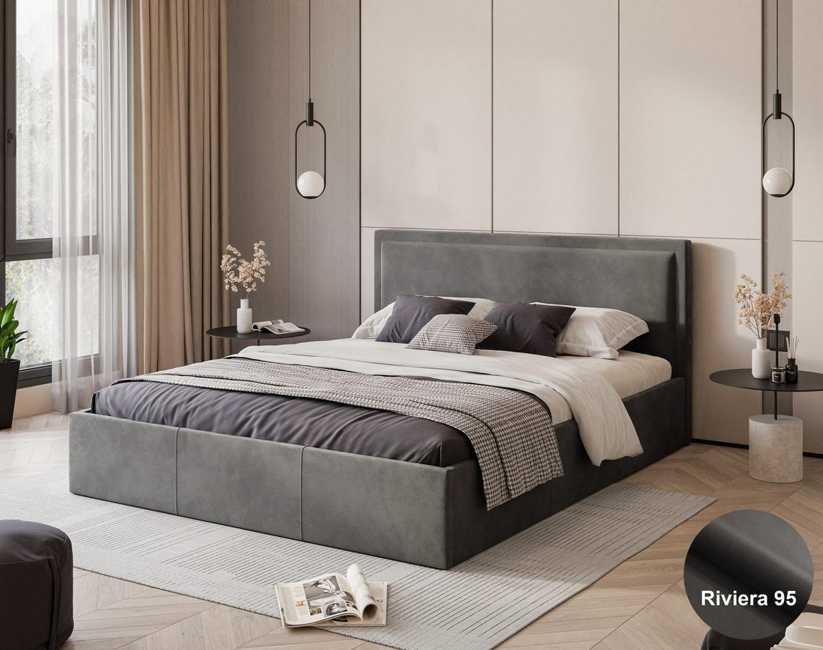 POLSTERBETT Osterne 120x200 cm, Dunkelgrau - Dunkelgrau, Textil (120/200cm) - Fedve