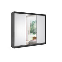 KLEIDERSCHRANK RYFLO mit LED - 250 - Schwarz|Weiß - Schwarz/Weiß, Holzwerkstoff (250/215/61cm) - ALTDECOR