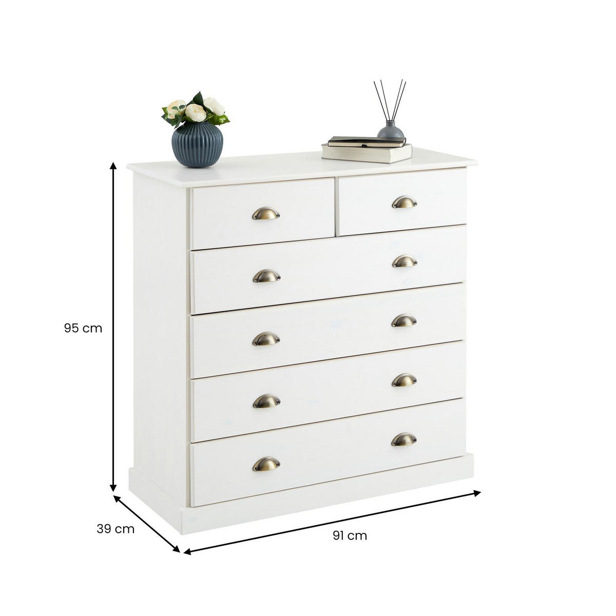 KOMMODE PARIS weiß - Weiß, Holz (91/95/39cm) - IDIMEX