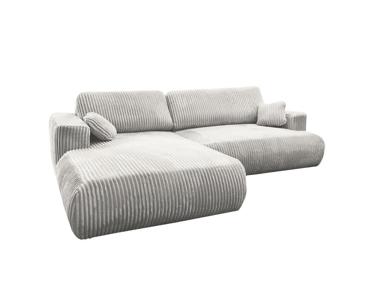 ECKSOFA Luna L links Creme aus Cord - Creme, Textil (271/195cm) - KS Home Concept