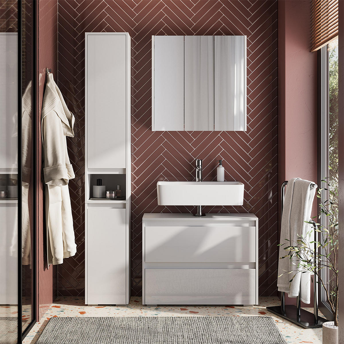 KOUPELNOVÝ NÁBYTEK Majest Bílá/bílý vysoký lesk - bílá/vysoce lesklá bílá, kompozitní dřevo (80.1/62/30.1cm) - Vicco