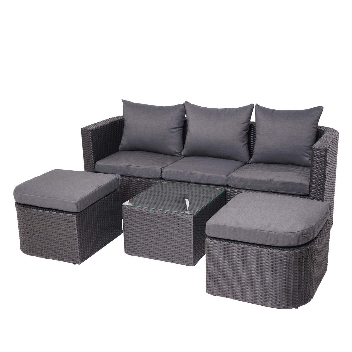 LOUNGE-SET Anthrazit - Anthrazit, Holz - MCW