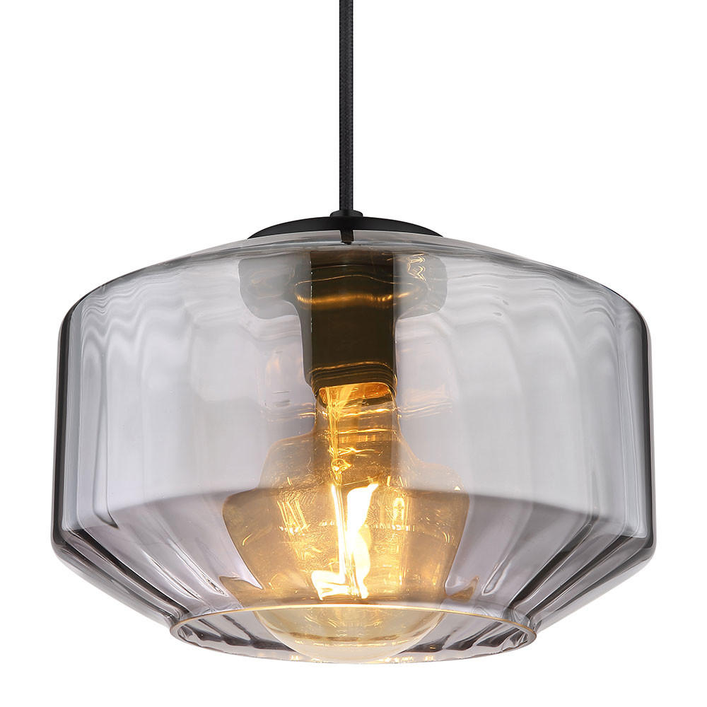 HÄNGELEUCHTE Metall Glas Schwarz - Schwarz, Glas (24/24/120cm) - Globo Lighting