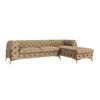 ECKSOFA Chesterfield Lexi Beige Samt, Ottomane rechts - Beige/Goldfarben, Holz/Textil (305/200cm) - S-Style Möbel