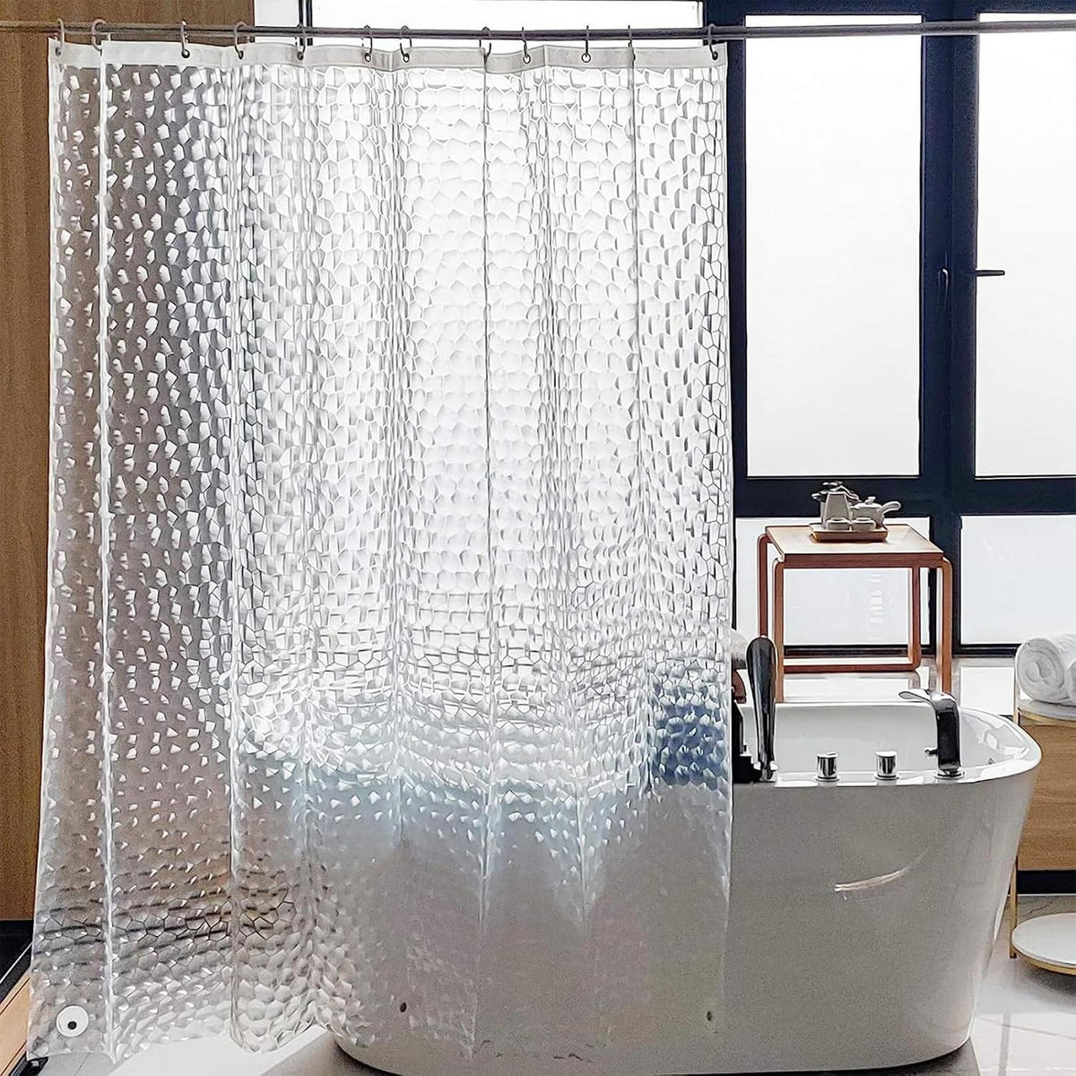 DUSCHVORHANG – Breite 180 x Höhe 180 cm – Transparent – Inklusive Haken - Klar, Kunststoff (180/180cm)
