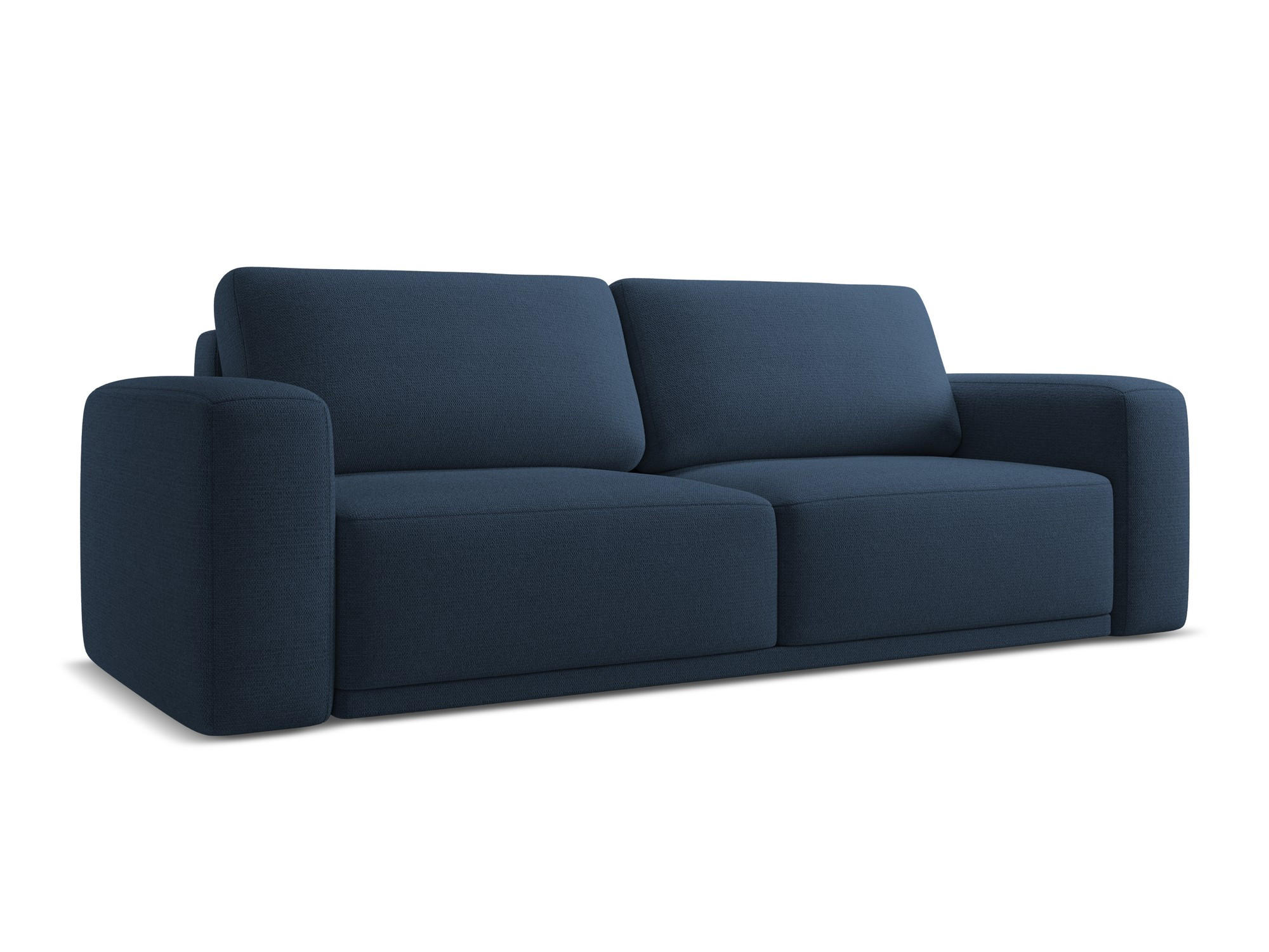 3-SITZER SOFA mit Schlaffunktion Chenille Stoff Blau - Blau/Schwarz, Kunststoff/Textil (242/91/100cm) - Makamii