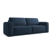3-SITZER SOFA mit Schlaffunktion Chenille Stoff Blau - Blau/Schwarz, Kunststoff/Textil (242/91/100cm) - Makamii