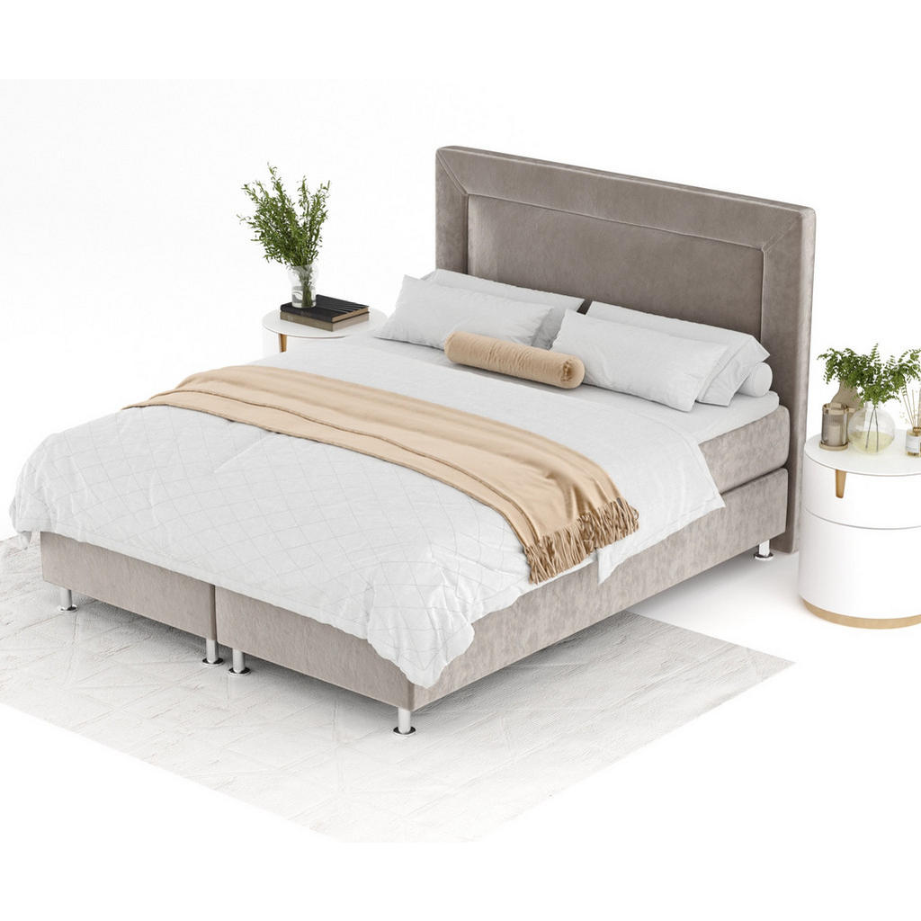 Thumbnail - Maison de Reve Boxspringbett, Taupe, Textil, Buche, Kiefer, H3, Höhe ca. 21 cm, 160x200 cm, Oeko-Tex® Standard 100, FSC ...