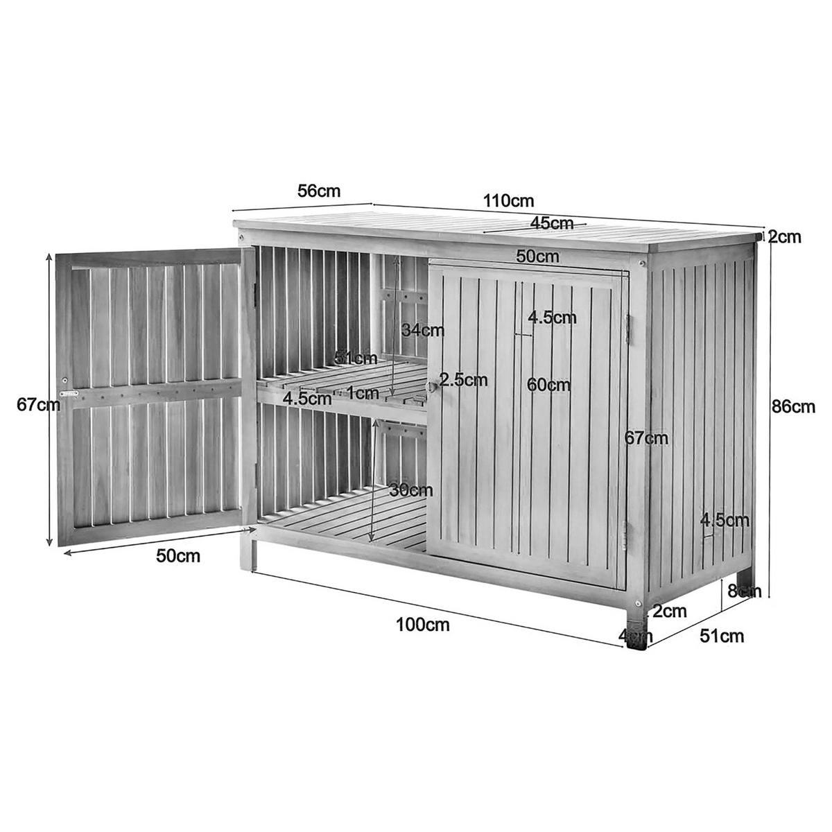GARTENSCHRANK - Akaziefarben, Holz (110/86/56cm) - home24