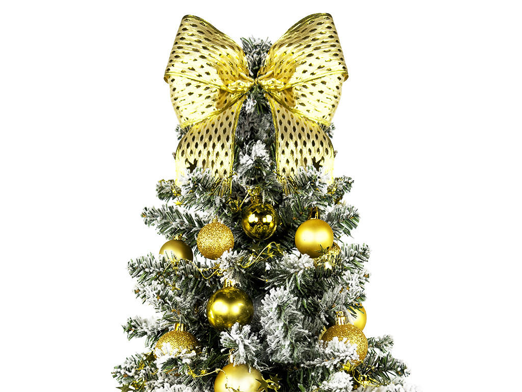 WEIHNACHTSBAUM künstlicher 60 cm mit LED-Beleuchtung, GOLDWEIHNACHTEN, mit 34 Weihnachtsbaumschmuck, Pflanztopf mit Jutesack - Goldfarben/Weiß, Kunststoff/Stein (40/60cm) - LAALU