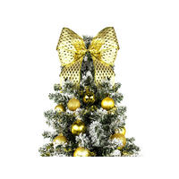 WEIHNACHTSBAUM künstlicher 60 cm mit LED-Beleuchtung, GOLDWEIHNACHTEN, mit 34 Weihnachtsbaumschmuck, Pflanztopf mit Jutesack - Goldfarben/Weiß, Kunststoff/Stein (40/60cm) - LAALU