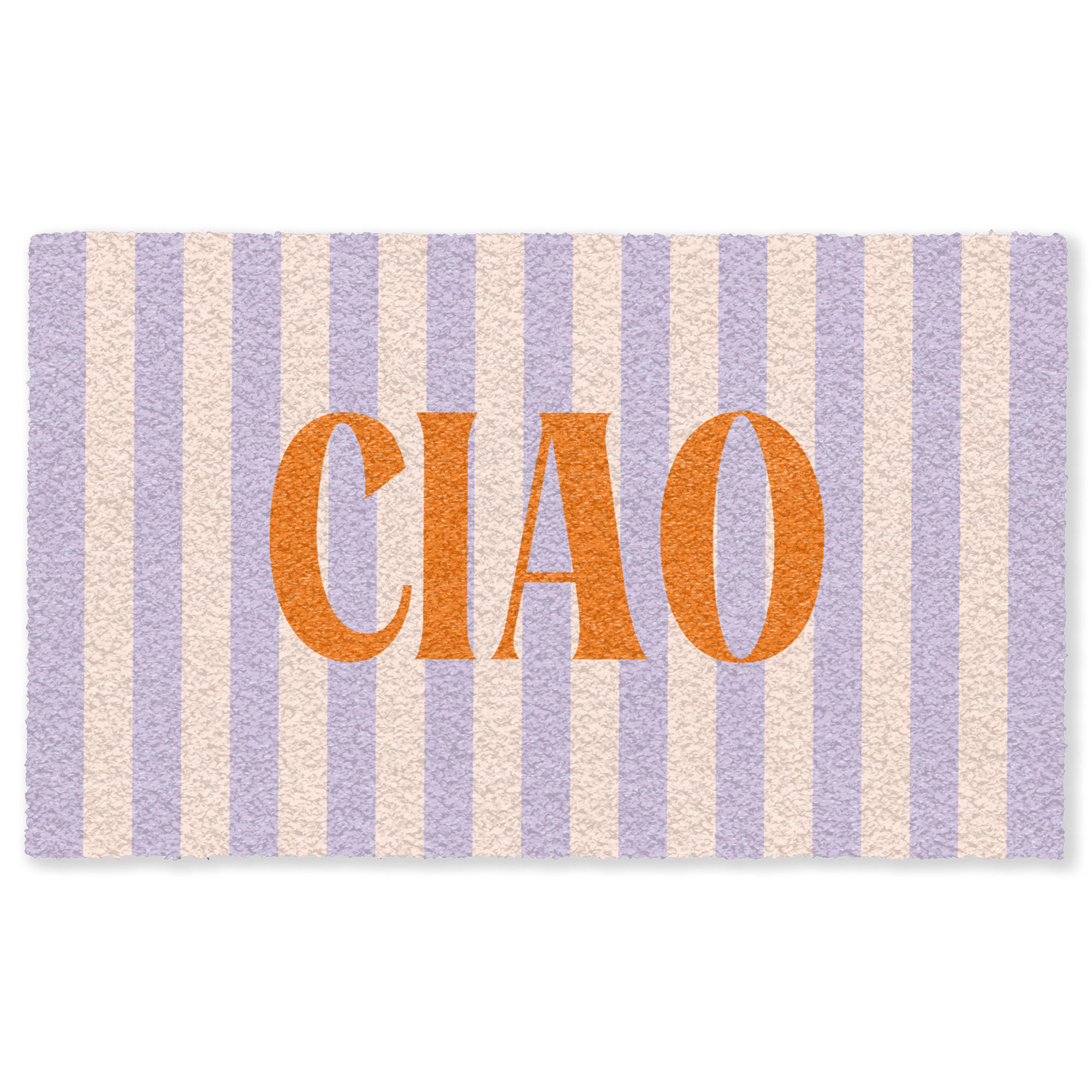 FUSSMATTE Ciao - Zitat - Pastell - Streifen Schmutzfangmatte 150x90 cm - Flieder, Kunststoff (150/90cm) - MuchoWow