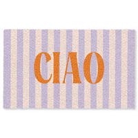 FUSSMATTE Ciao - Zitat - Pastell - Streifen Schmutzfangmatte 150x90 cm - Flieder, Kunststoff (150/90cm) - MuchoWow
