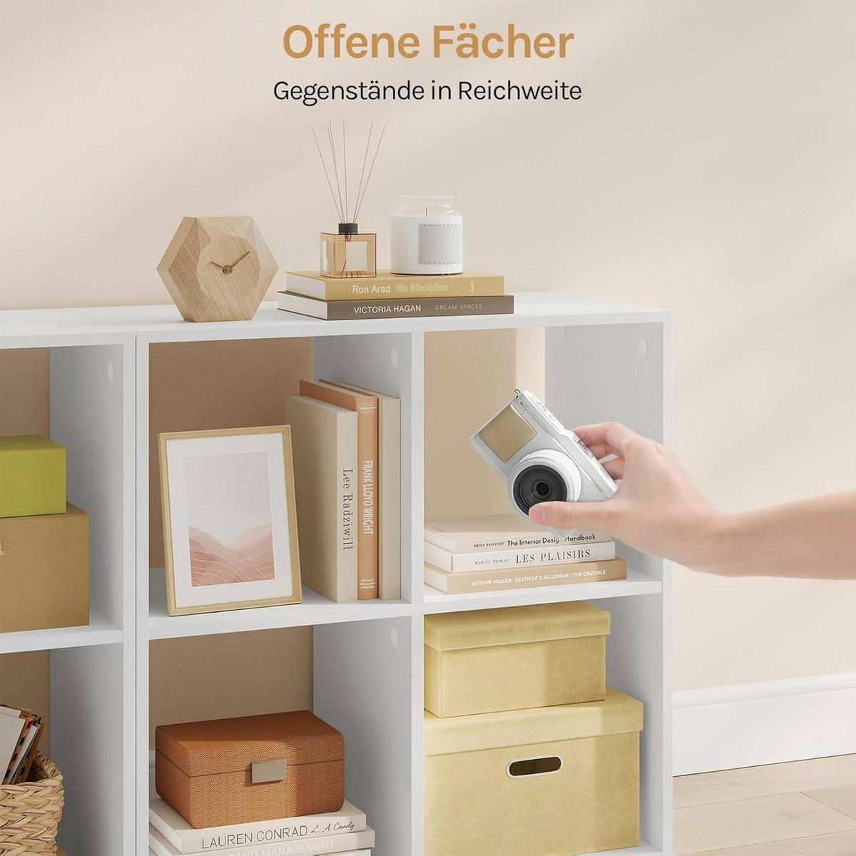 REGALE Bücherregal mit 4 offenen Fächern, 60x60x29 cm, Weiß - Weiß, Holzwerkstoff/Kunststoff (60/60/29cm) - Woltu