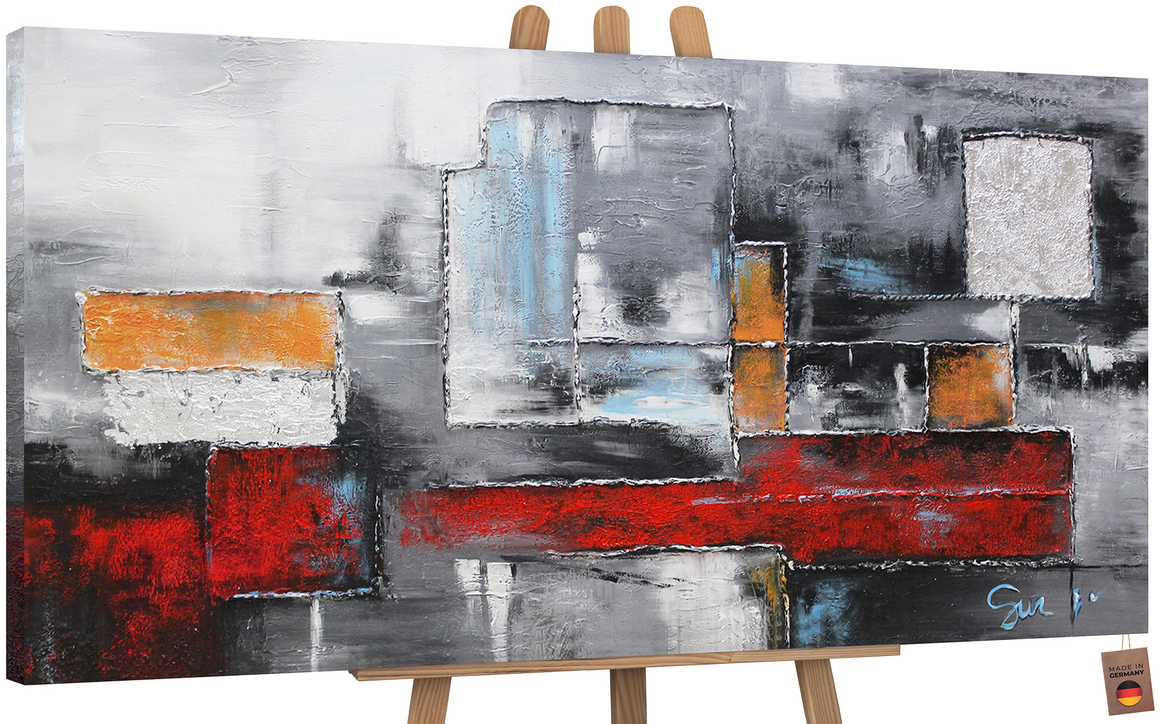 GEMÄLDE Abstraktion auf Keilrahmen 100x50 cm - Rot, Holz (100/50cm) - YS-art gallery