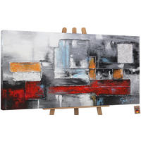 GEMÄLDE Abstraktion auf Keilrahmen 100x50 cm - Rot, Holz (100/50cm) - YS-art gallery