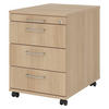 ROLLCONTAINER - 3 Materialschubladen 58/42,8/59 cm in Eichefarben Bügelgriff (Metall) - Eichefarben, Holzwerkstoff (42.8/59/58cm) - bümö