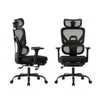 DREHSTUHL mit Fußstütze ergonomisch bis 150 kg belastbar - Schwarz, Leder (53/120/76cm) - Gisaae