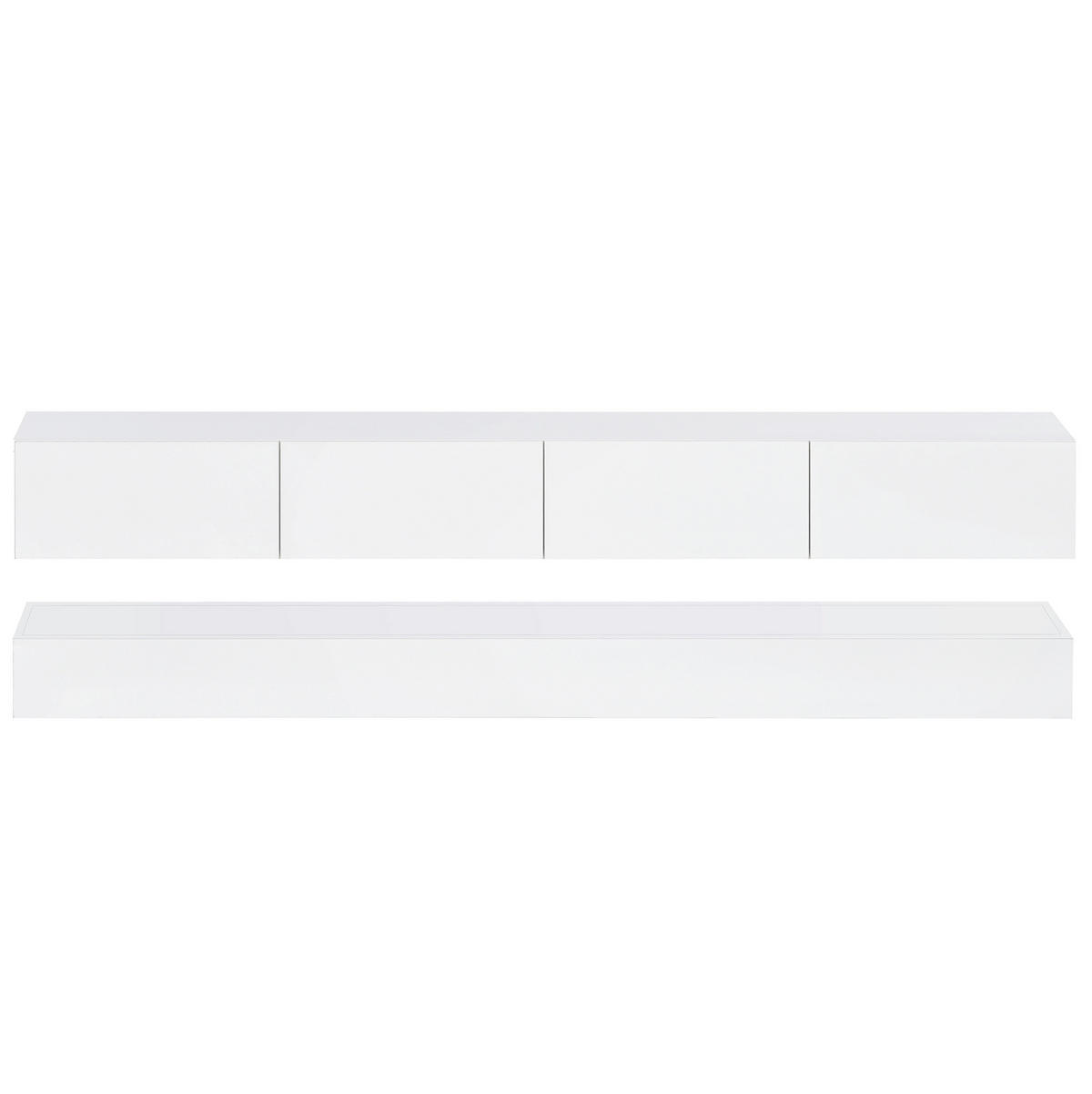 LOWBOARD 130/33/15 cm weiß MDF mit 4 Schubladen und LED-Beleuchtung steuerbar via App - Weiß, Holzwerkstoff (130/15/33cm) - OKWISH