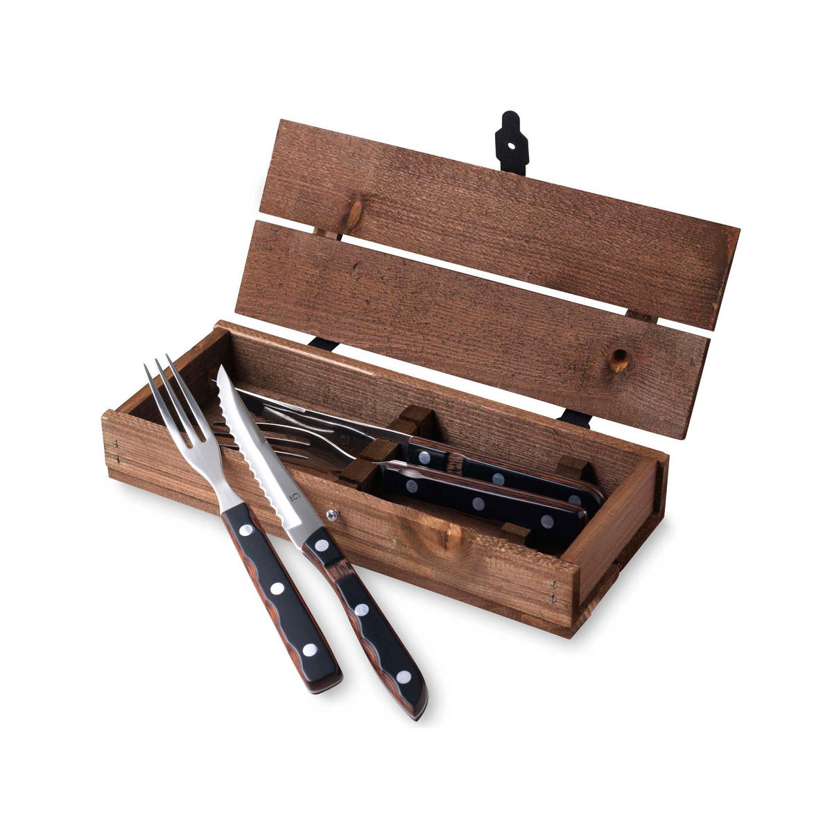 STEAKBESTECK-SET Old Farmer Classic 4-tlg., Holzlaminat, 18/8 Edelstahl - Braun, Metall - GENSE