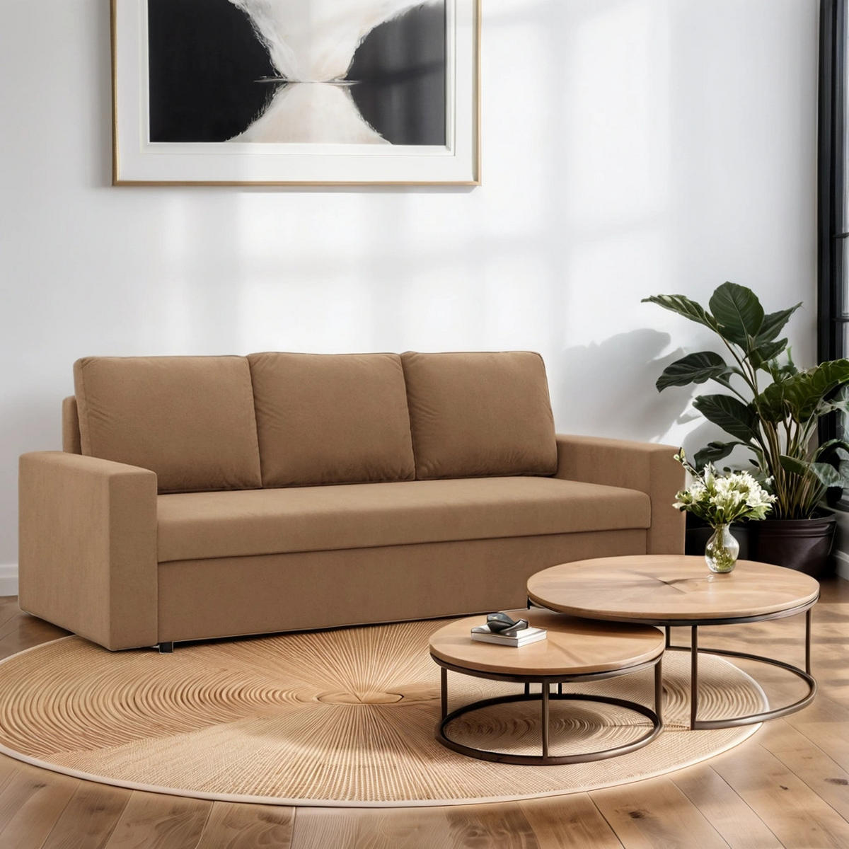 SOFA Neo mit gerader Armlehnen cappuccino - Cappuccino, Textil (220/85/92cm) - SIMKAM Furniture