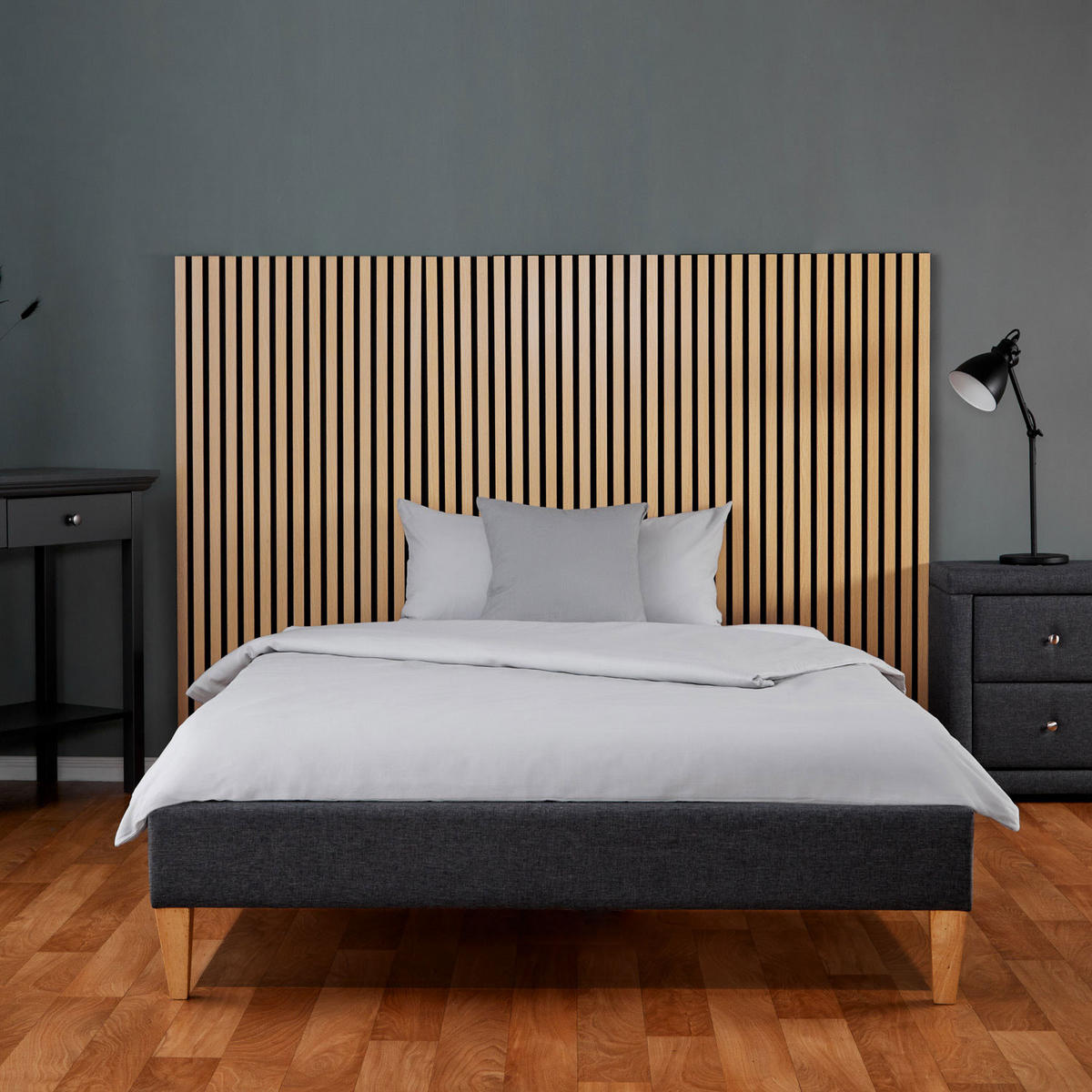 POLSTERBETT mit Lattenrost 90/200 cm in Grau - Grau, Textil (90/200cm) - Homestyle4u