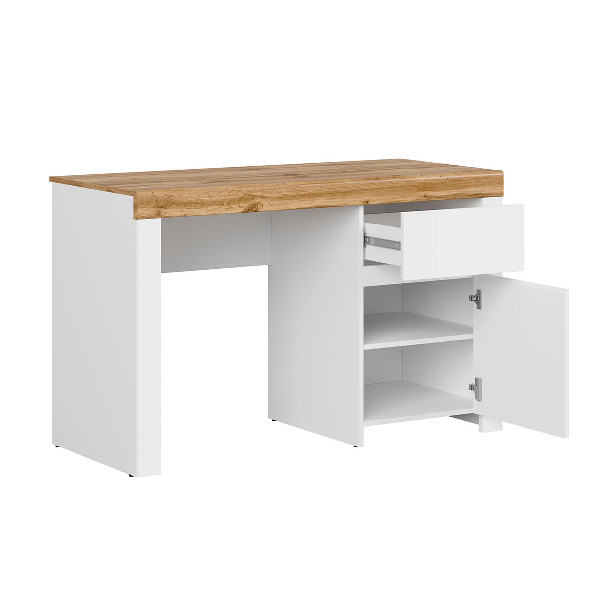 SCHREIBTISCH Hella Weiß und Holz - Weiß, Holzwerkstoff (56/130/82cm) - Petits-meubles