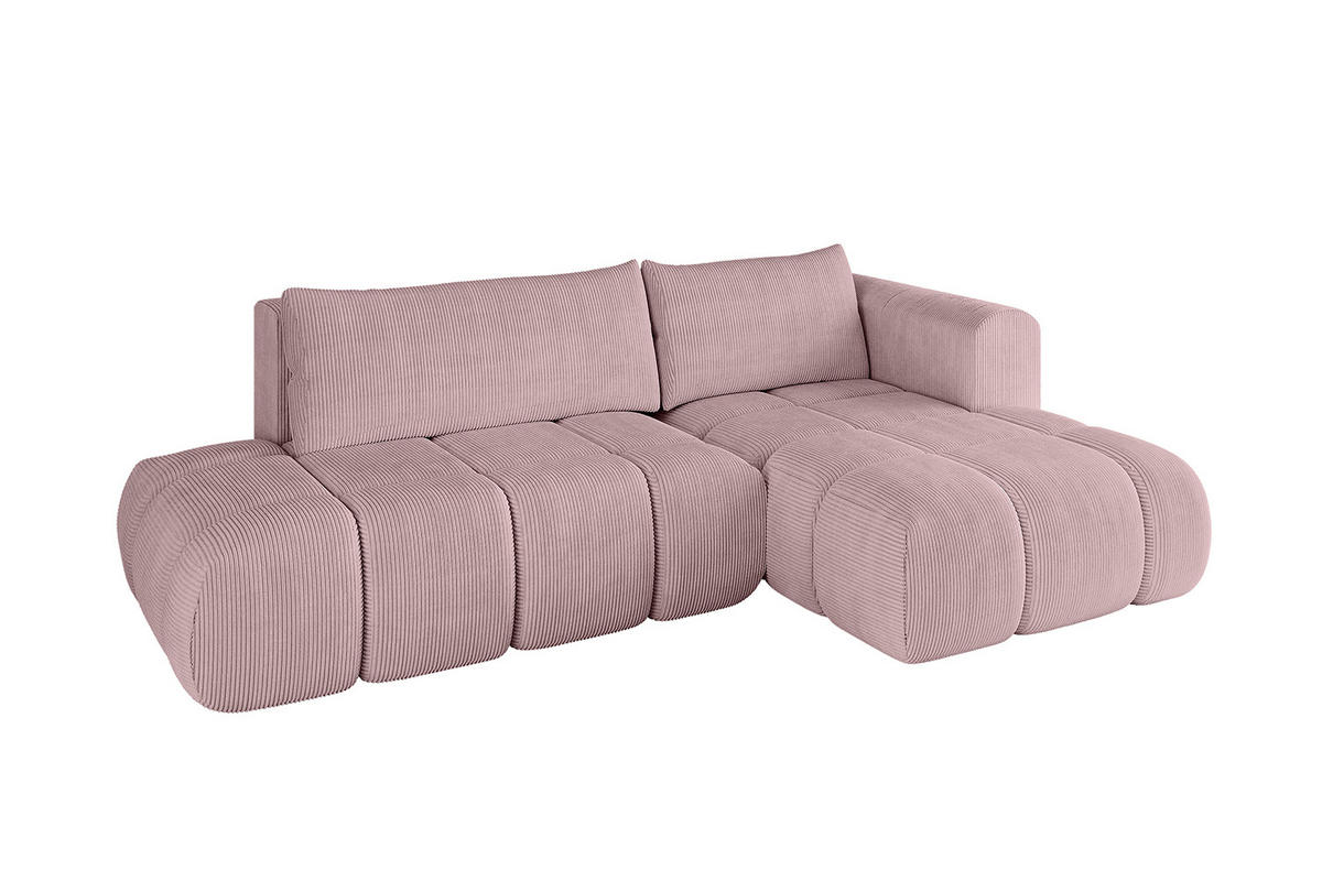 ECKSOFA Ottomane Rechts CLOUD-L 289x180x40 Rosa Cord - Rosa, Holzwerkstoff/Kunststoff (289/180cm) - ALTDECOR