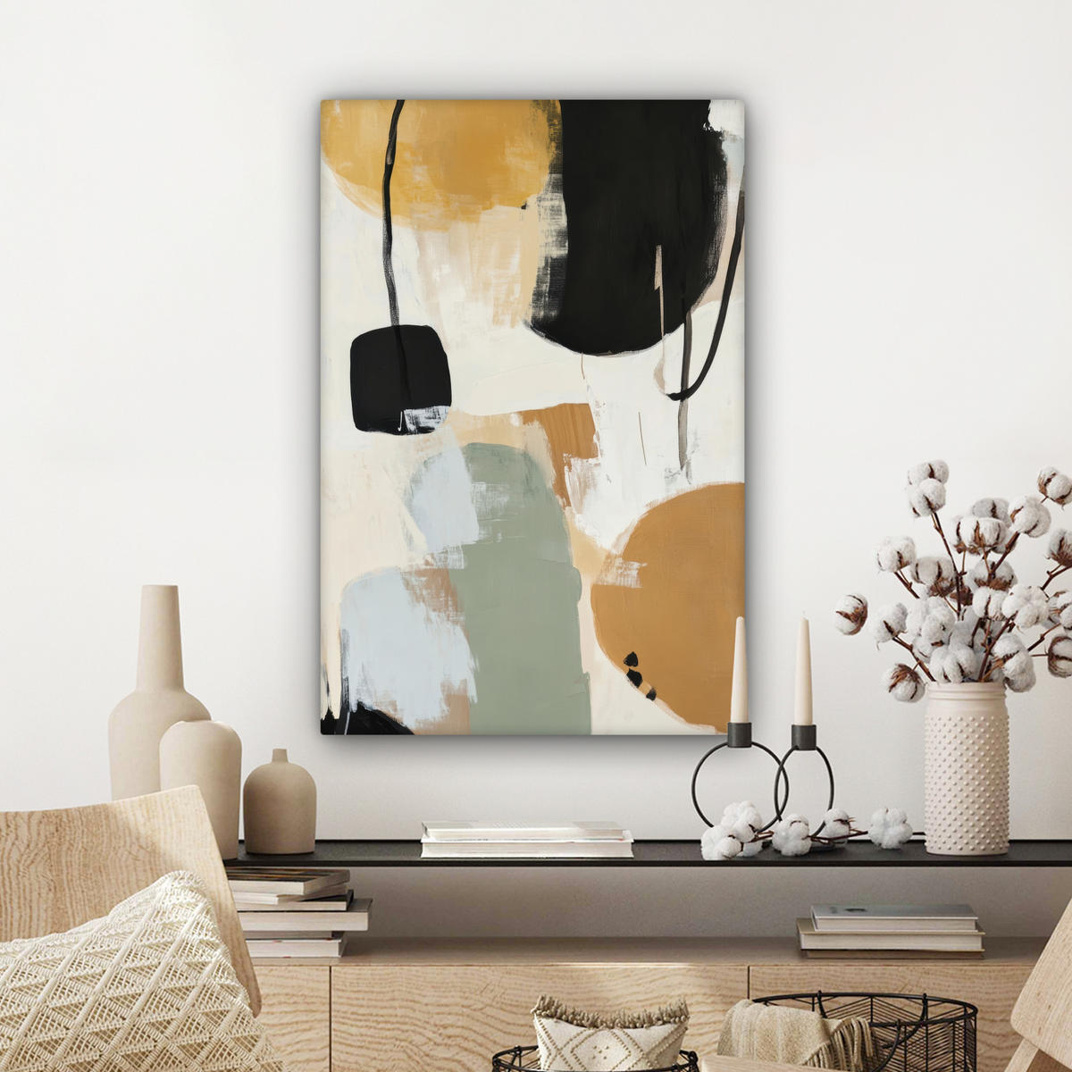 LEINWANDBILD Farbe - Abstrakt - Farben Wanddeko Schlafzimmer 60x90 cm - Currygelb, Textil (60/90cm) - MuchoWow