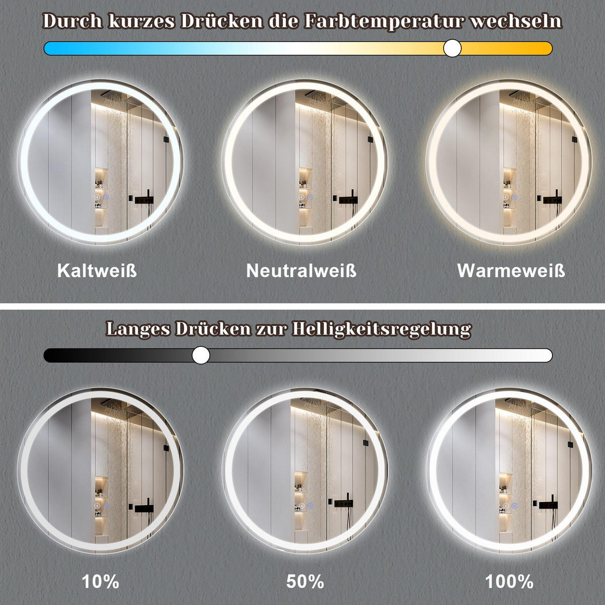 BADEZIMMERSPIEGEL Mainz mit LED-Leuchte Ø60 cm - Weiß, Glas (60/2.5/60cm) - Nettlife