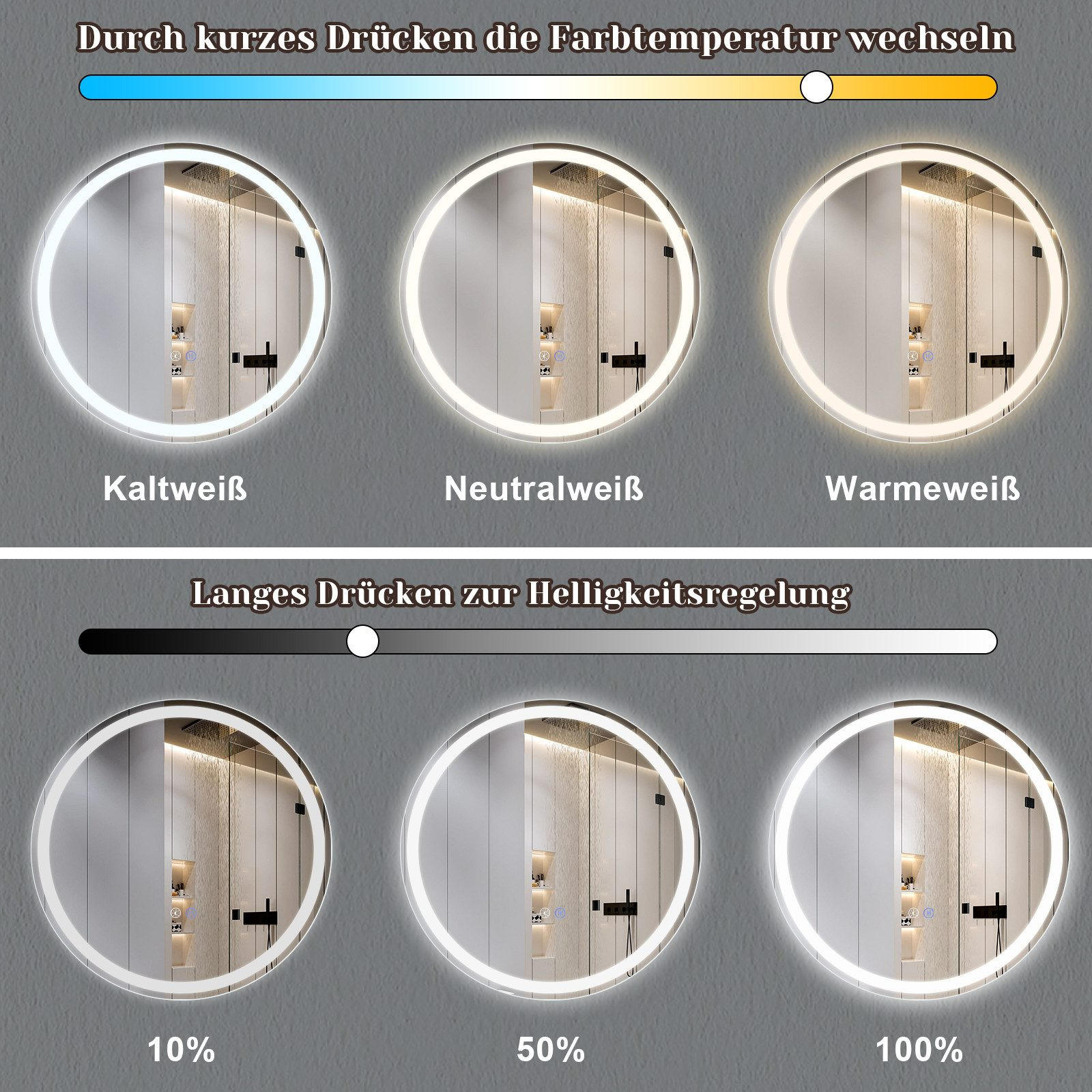 Thumbnail - Nettlife Badezimmerspiegel, Weiß, Glas, 60x2.5x60 cm, Badezimmer, Badezimmerspiegel, Badspiegel