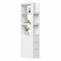 BÜCHERREGAL in Weiß Highboard mit 3 Fächern , 3 Schubladen und Kippschutz für Büro Bad, B60/T40/H200cm - Weiß, Holzwerkstoff/Metall (60/200/40cm) - STILVORA