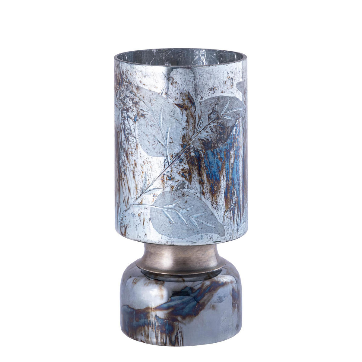 WINDLICHT Navanah Blau 12/12/25cm - Blau, Glas (12/25/12cm) - PTMD Collection