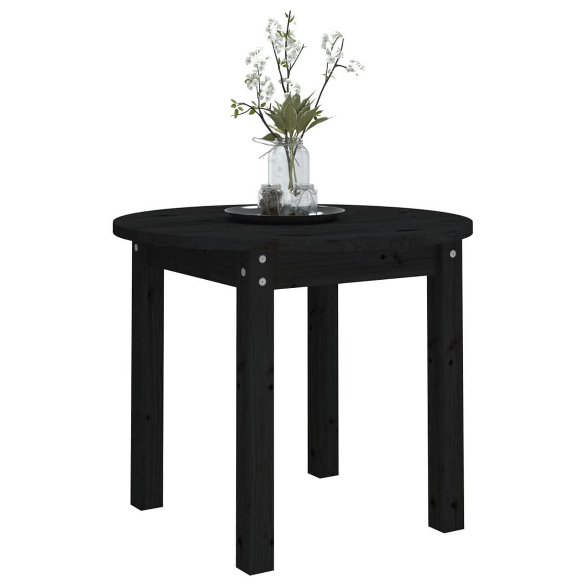 COUCHTISCH Schwarz Ø 55x45 cm Massivholz Kiefer - Schwarz, Holz (55/55/45cm) - furnicato