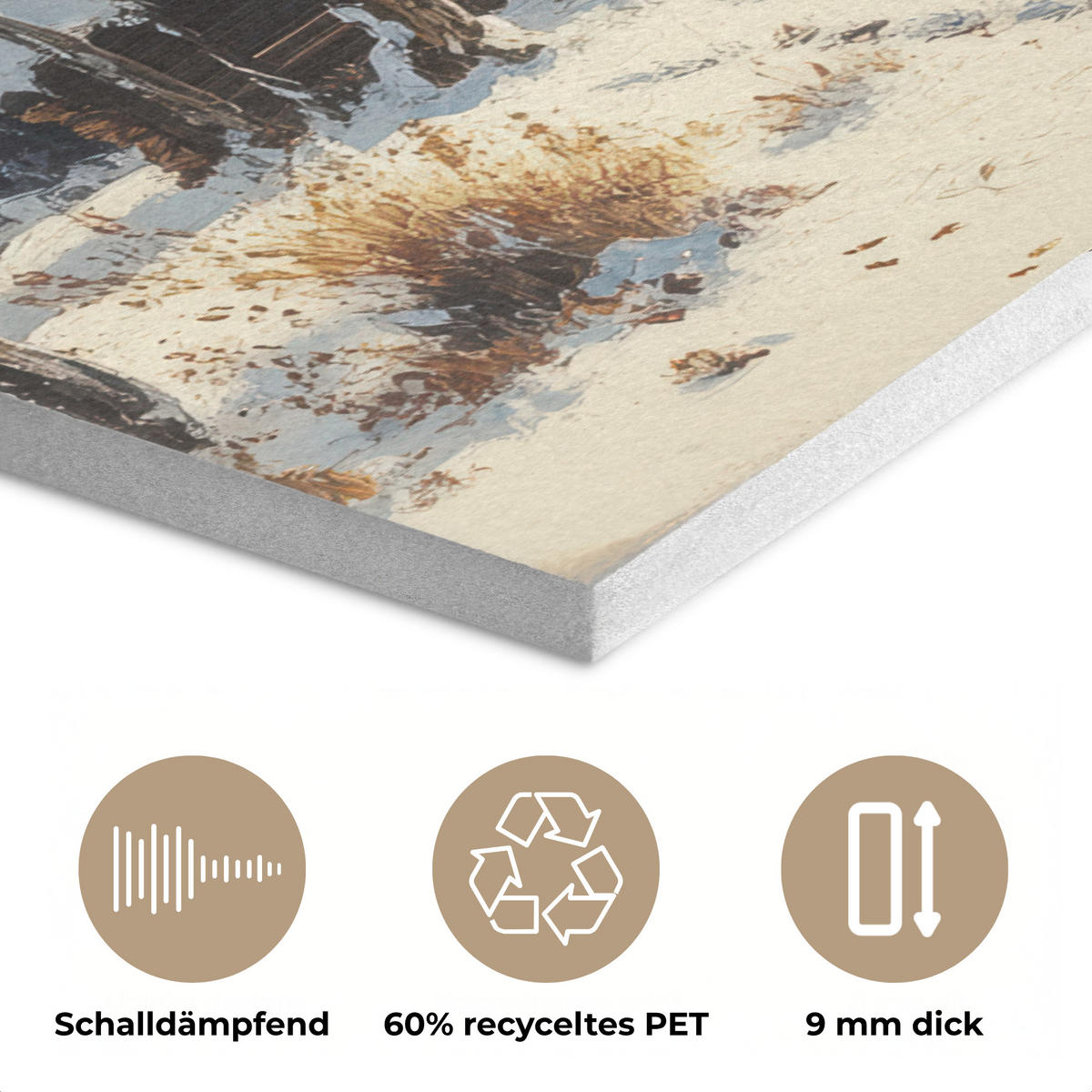 AKUSTIKBILD Winter - Schnee - Zuhause - Natur Akustikpaneele 90x60 cm - Hellbraun, Kunststoff (90/60/0.9cm) - MuchoWow